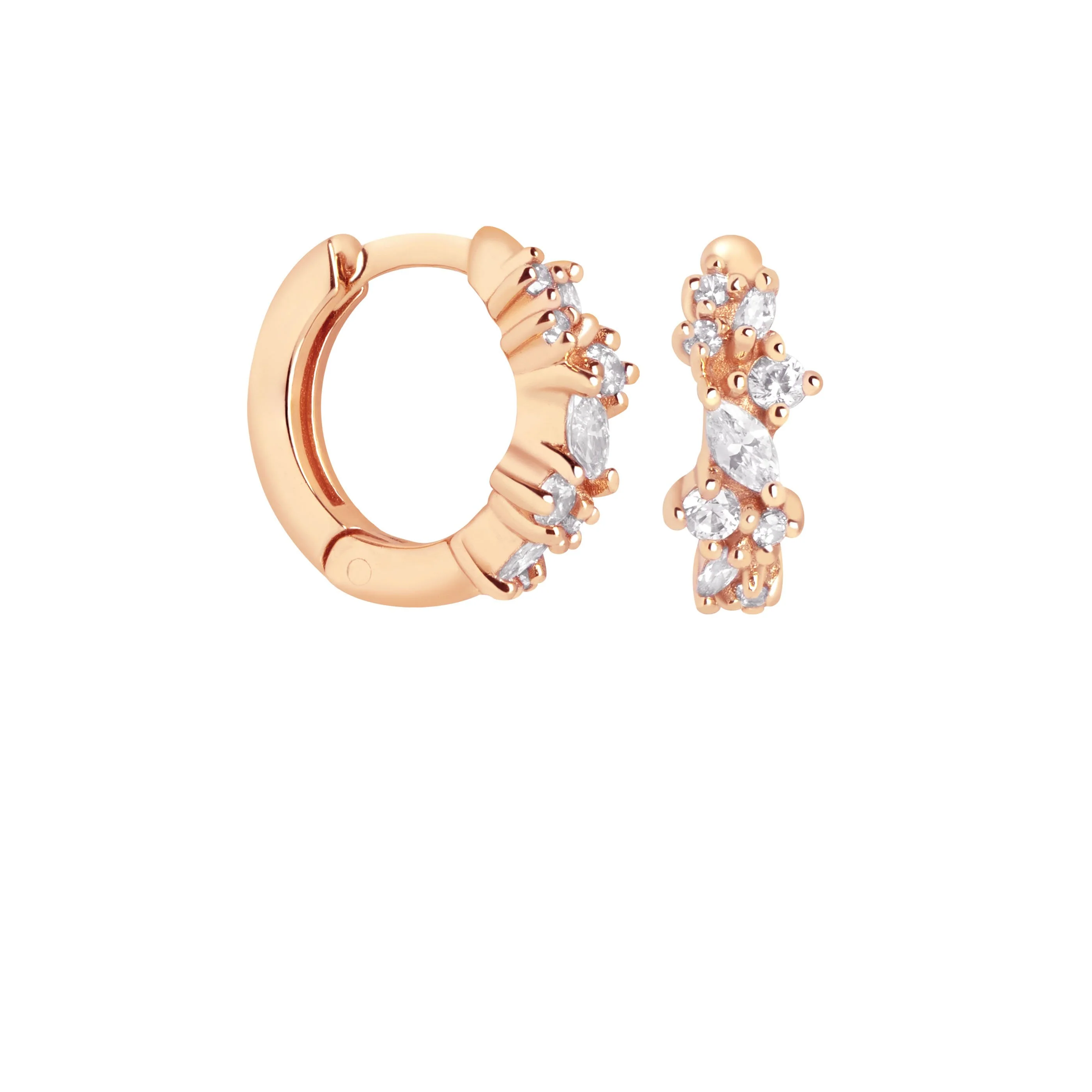 Crystal Cluster Huggies in Rose Gold - Image 4