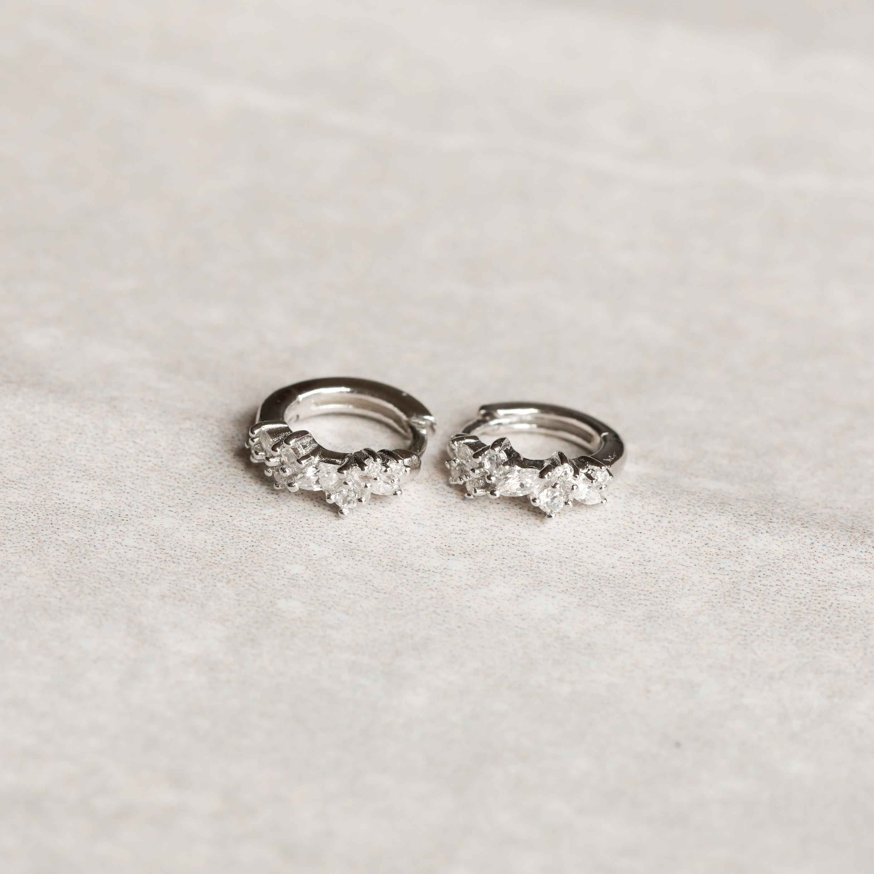 Crystal Cluster Huggies in Silver - Image 3