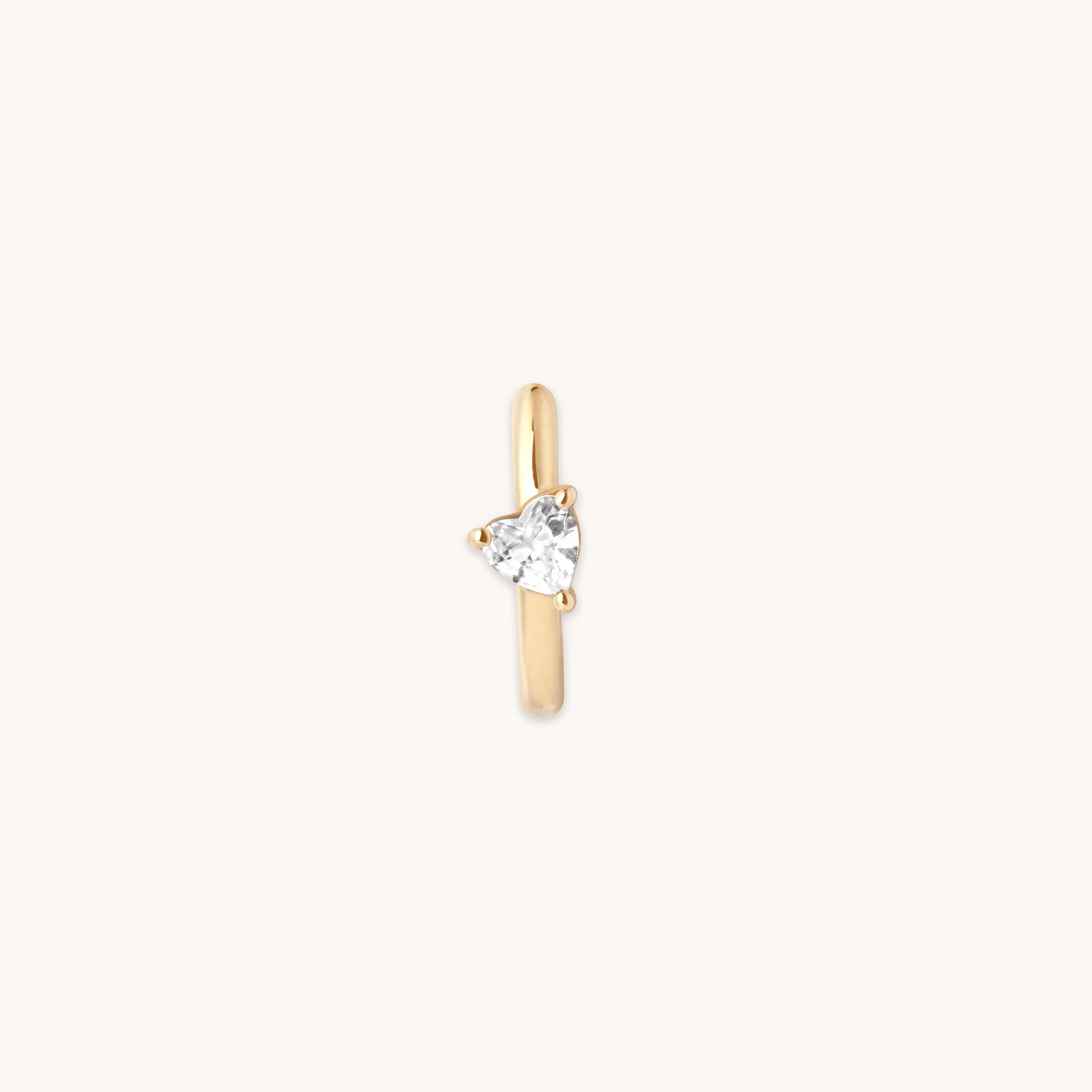Heart Gem Piercing Hoop in Solid Gold - Image 4