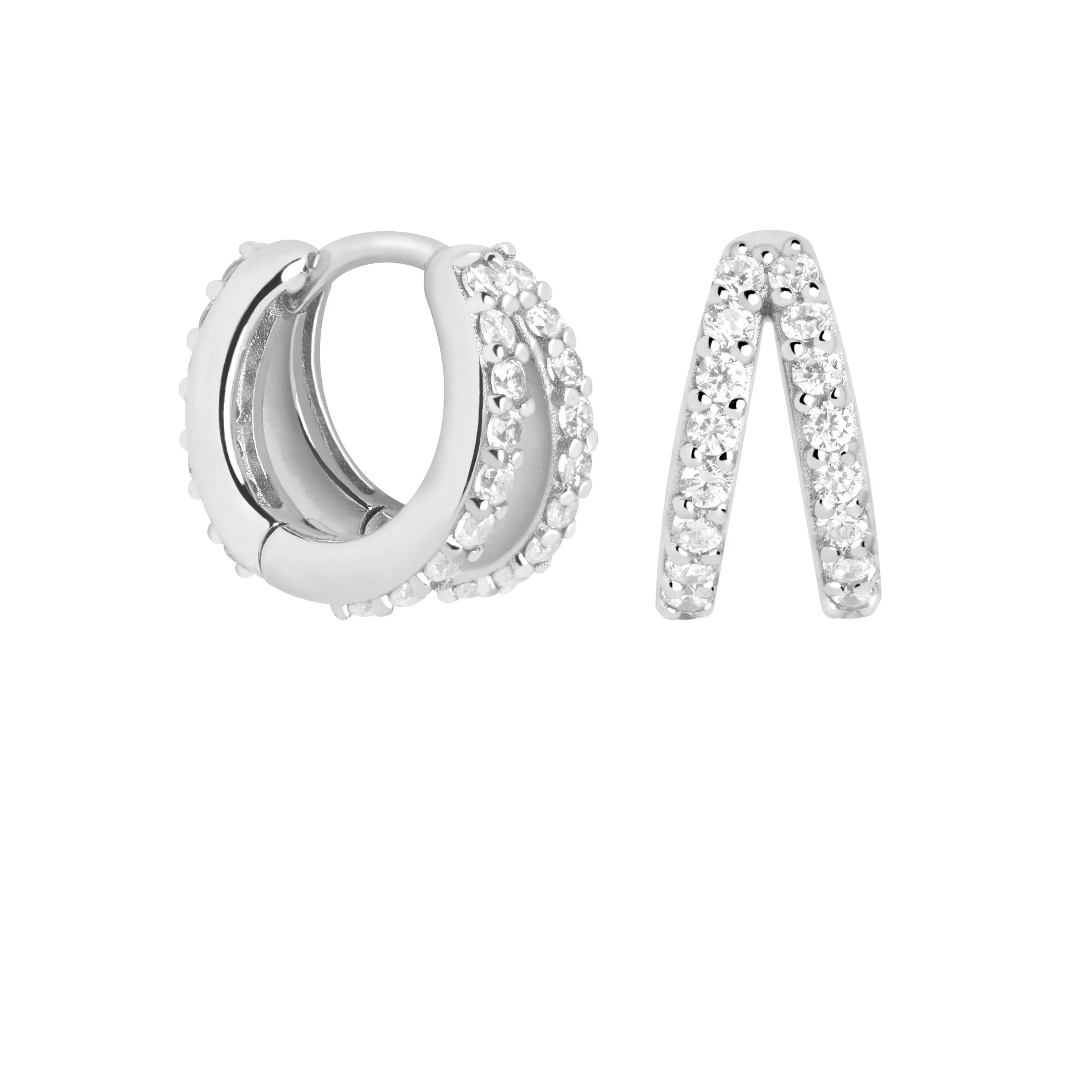 Illusion Crystal Huggies in Silver - Image 5