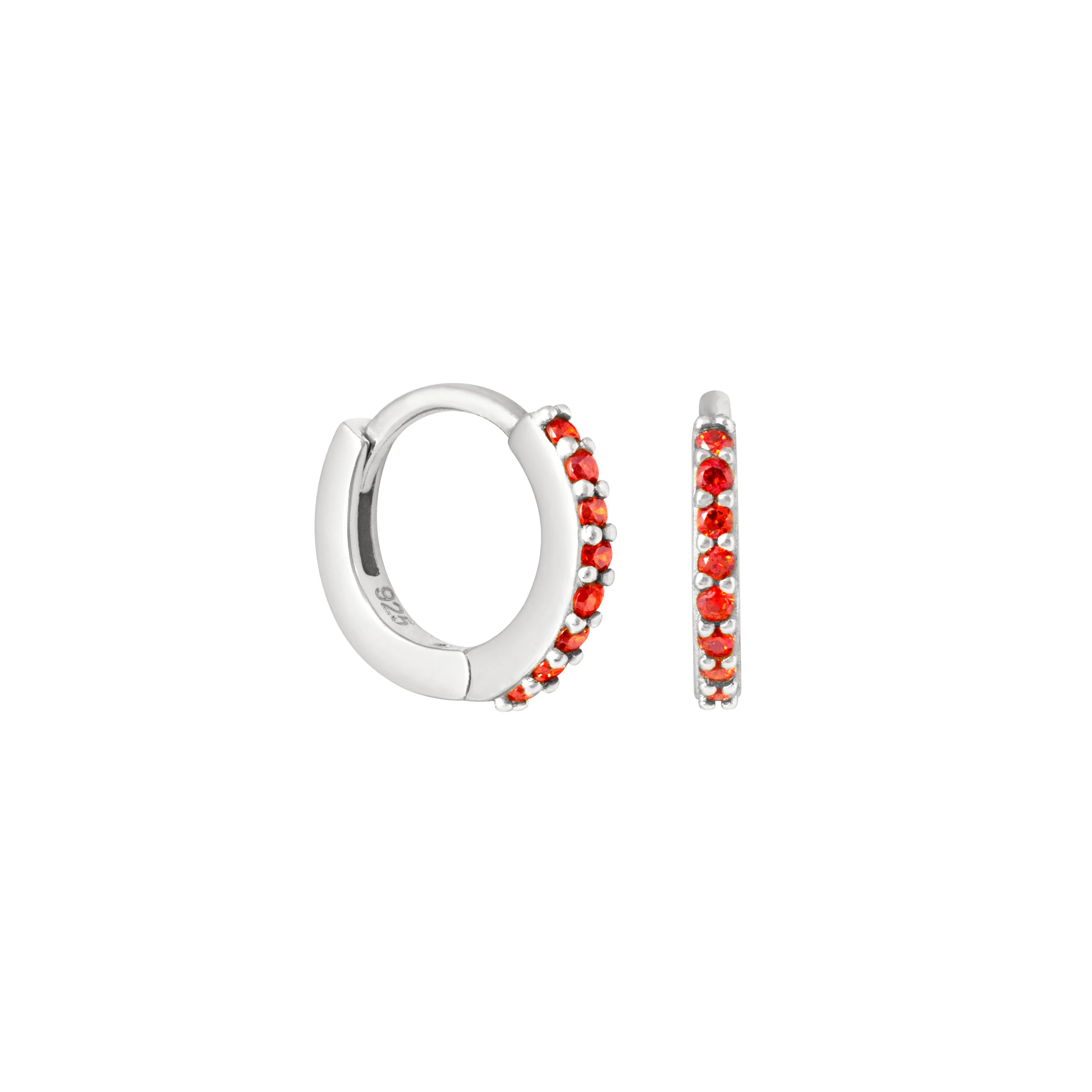 January Birthstone Huggies in Silver with Garnet CZ - Image 5