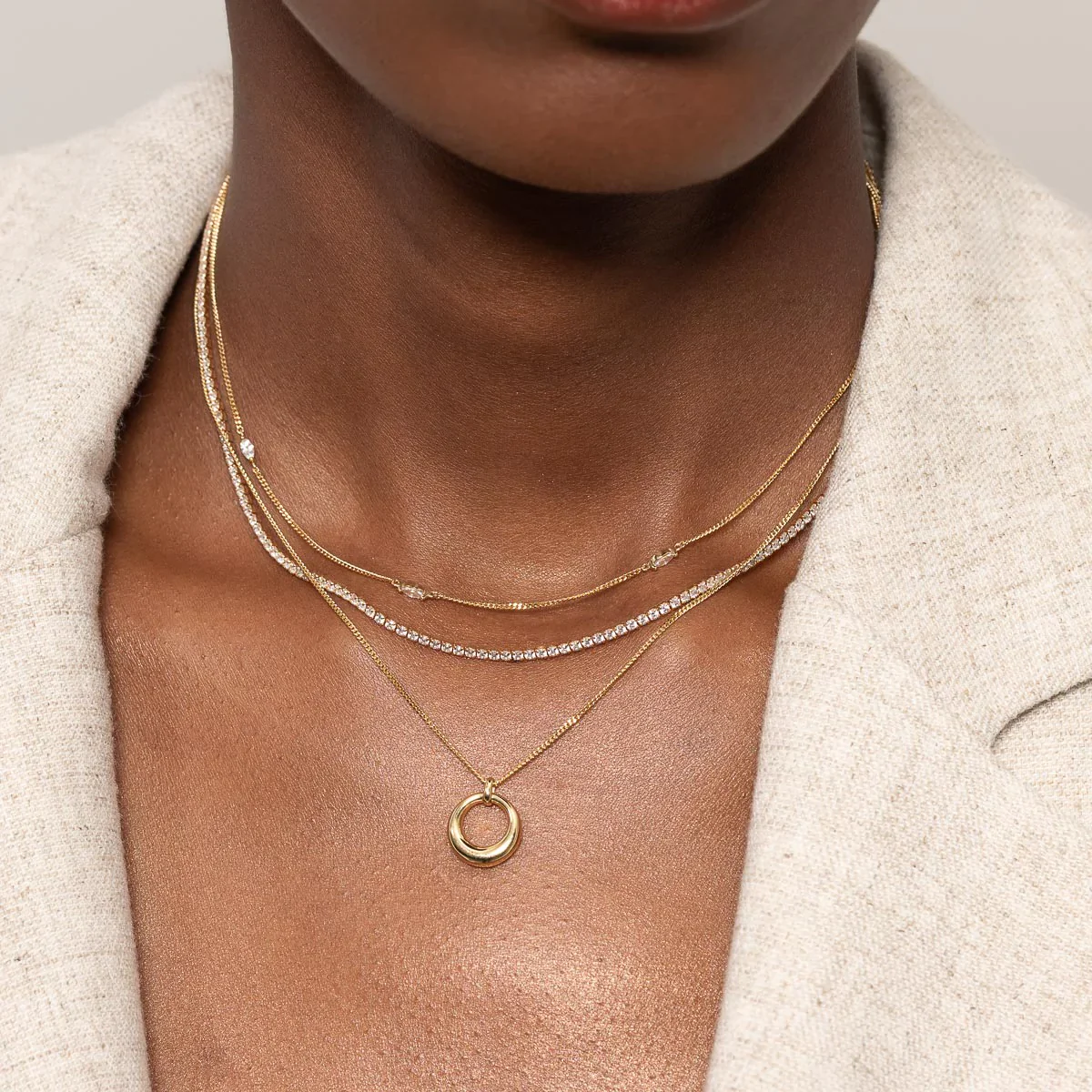 Navette Crystal Necklace in Gold - Image 4