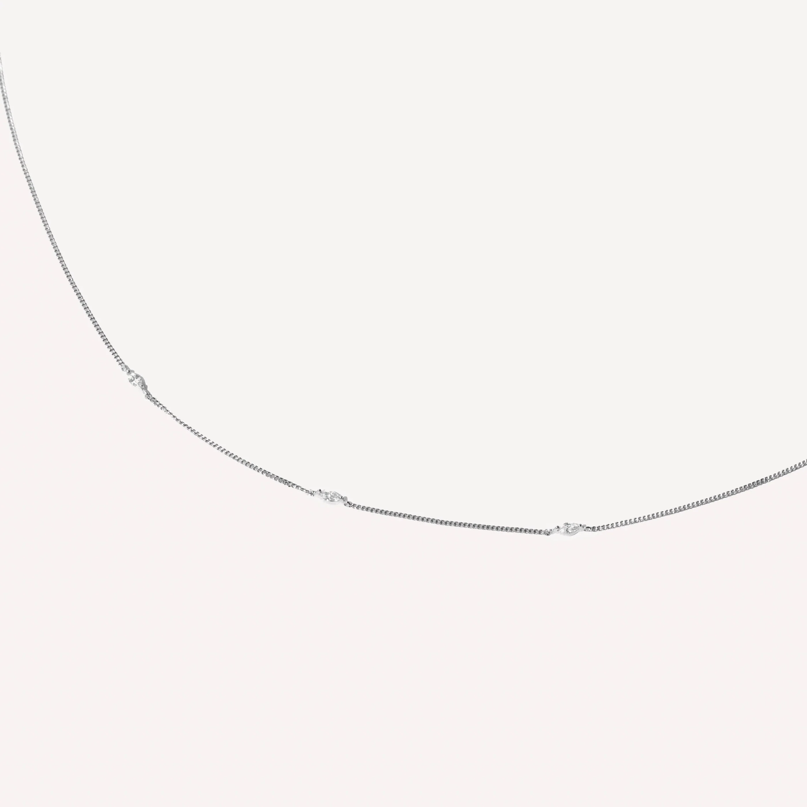 Navette Crystal Necklace in Silver - Image 3