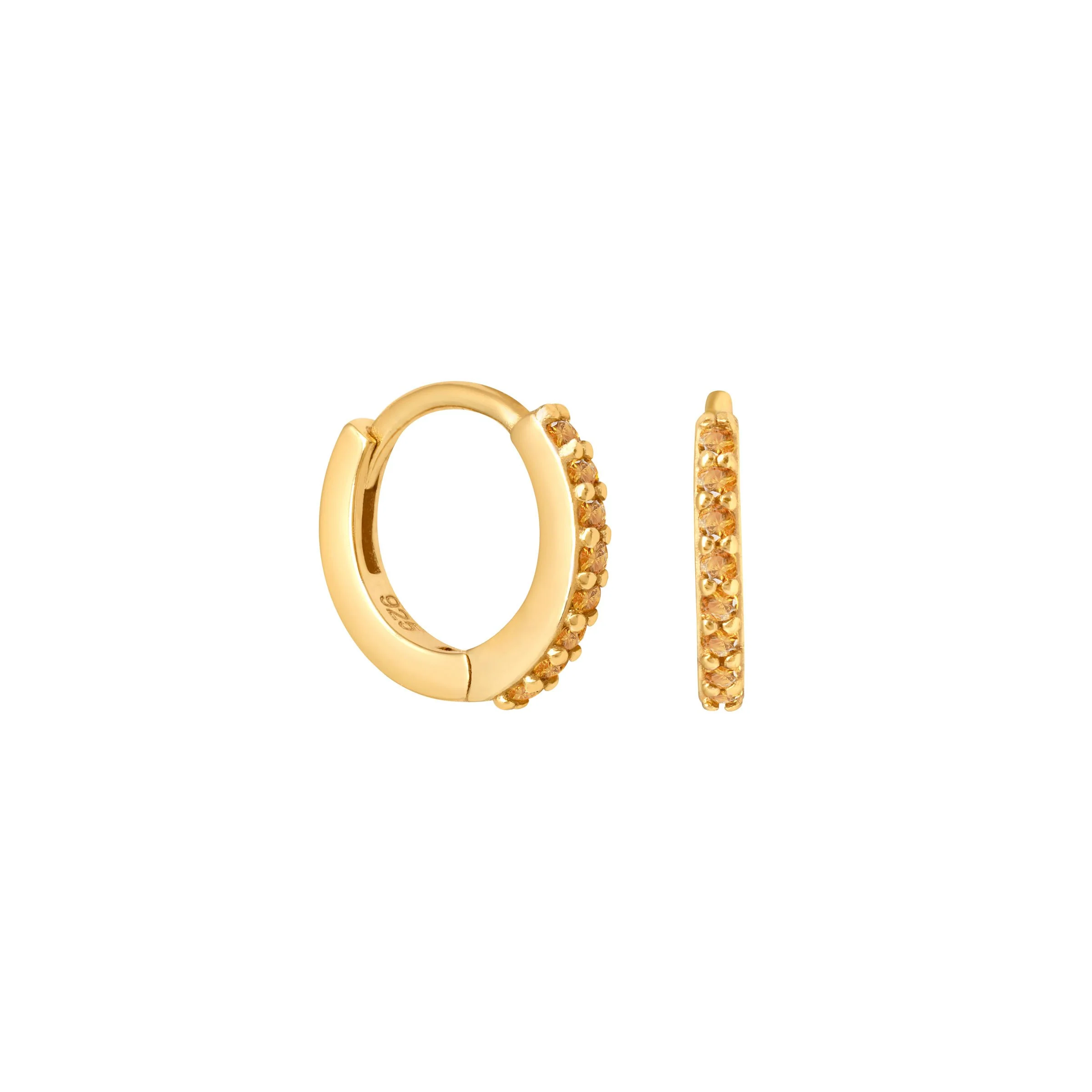 November Birthstone Huggies in Gold with Citrine CZ - Image 5