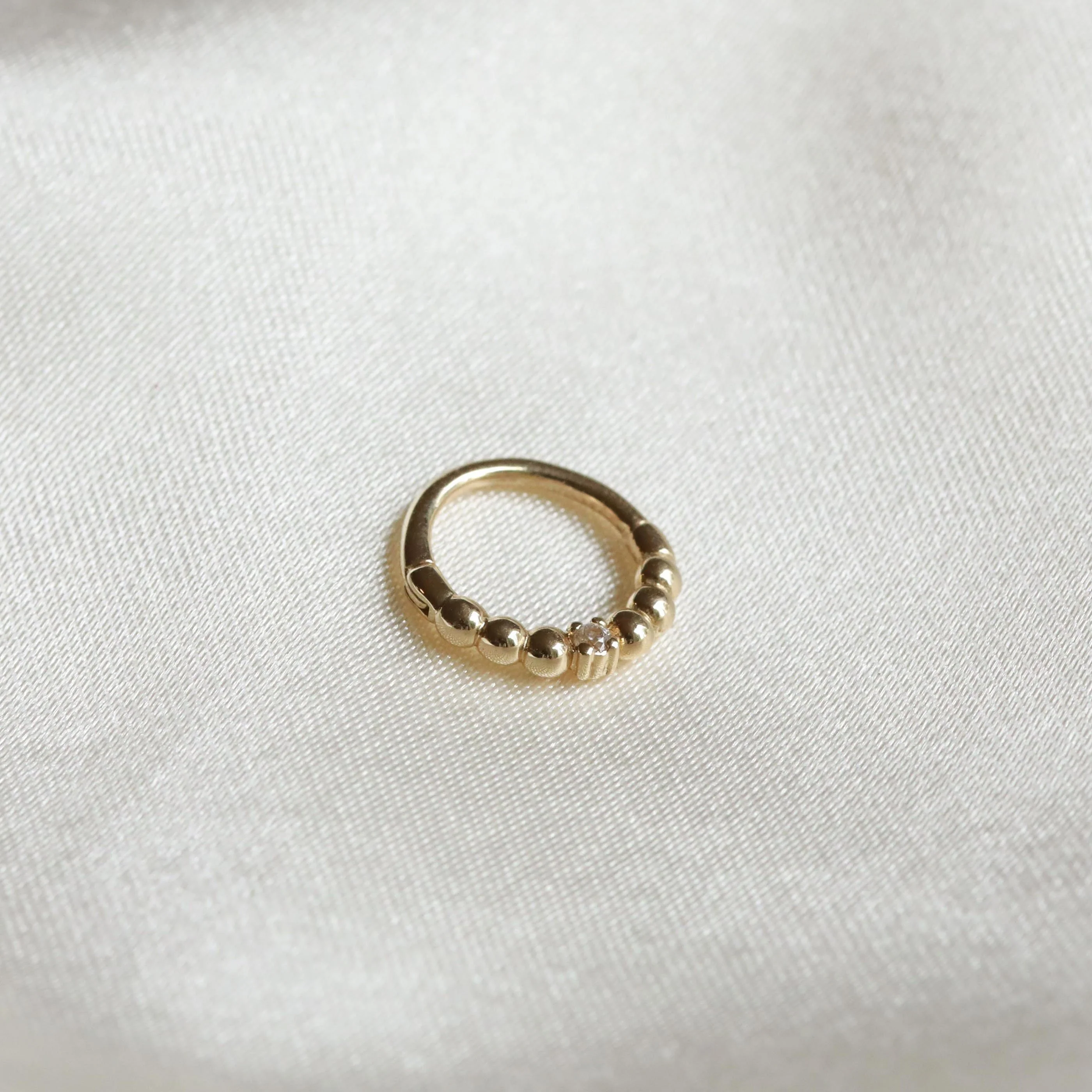 Solid Gold Crystal Daith Hoop - Image 3
