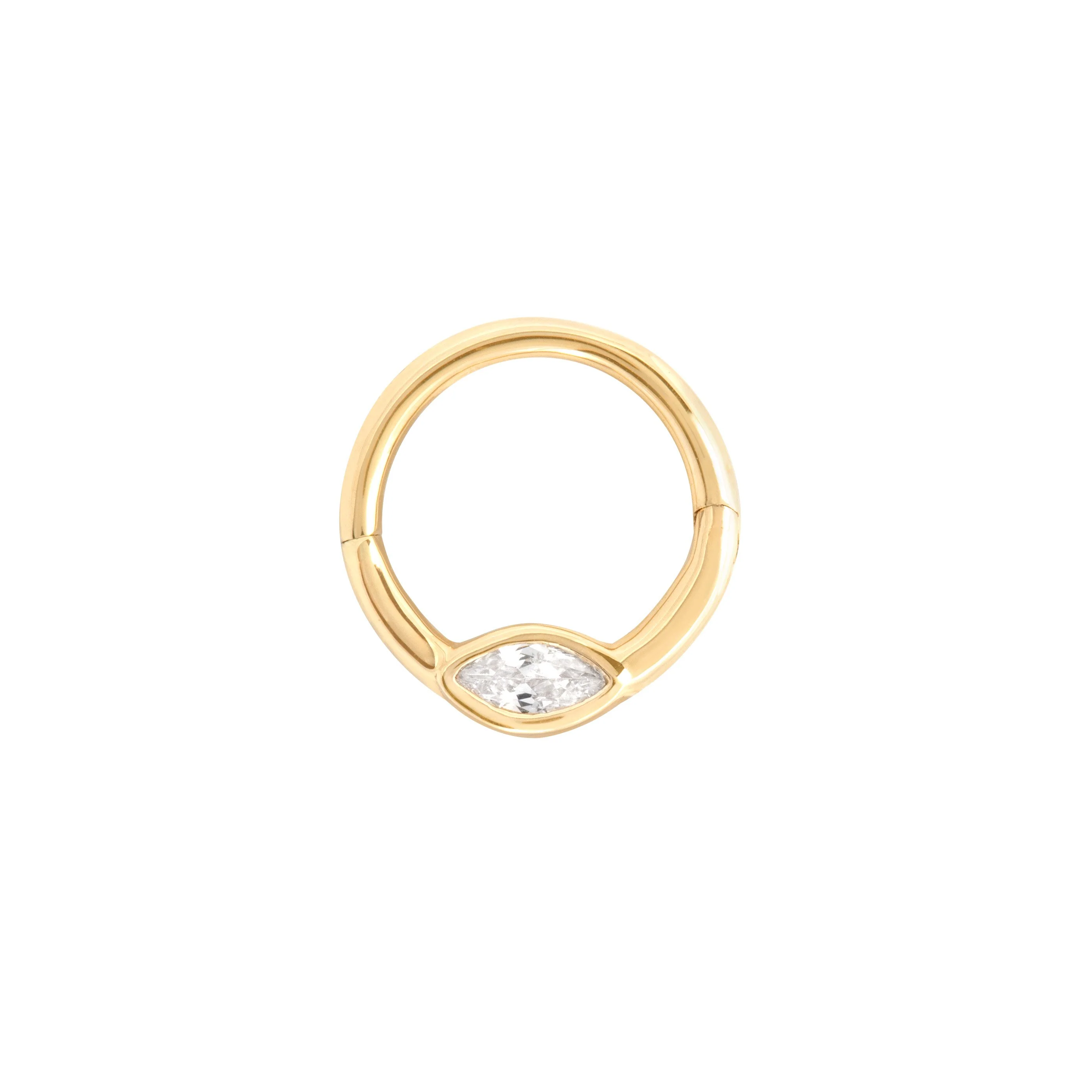 Solid Gold Marquise Daith Hoop - Image 4