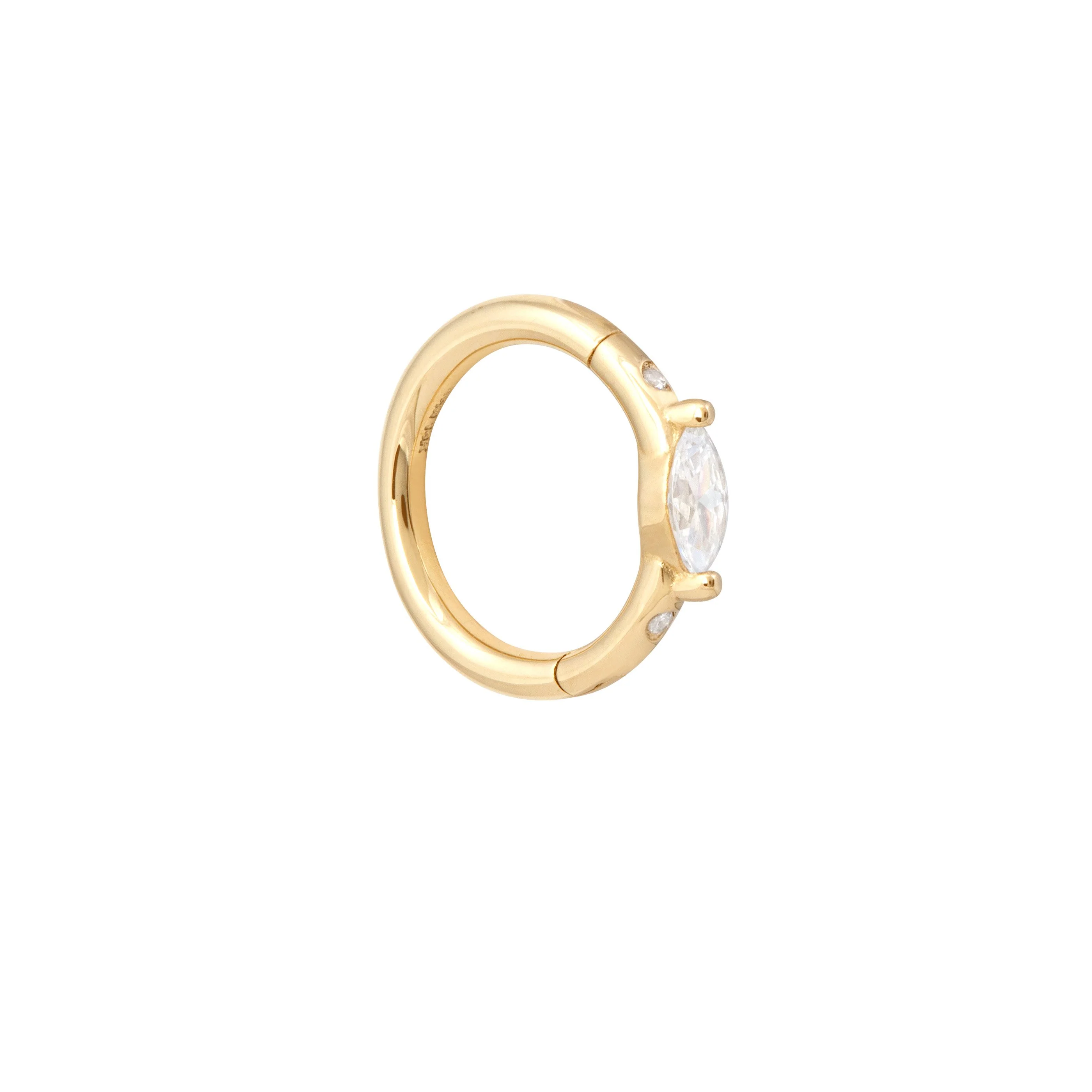Solid Gold Marquise Piercing Hoop - Image 5