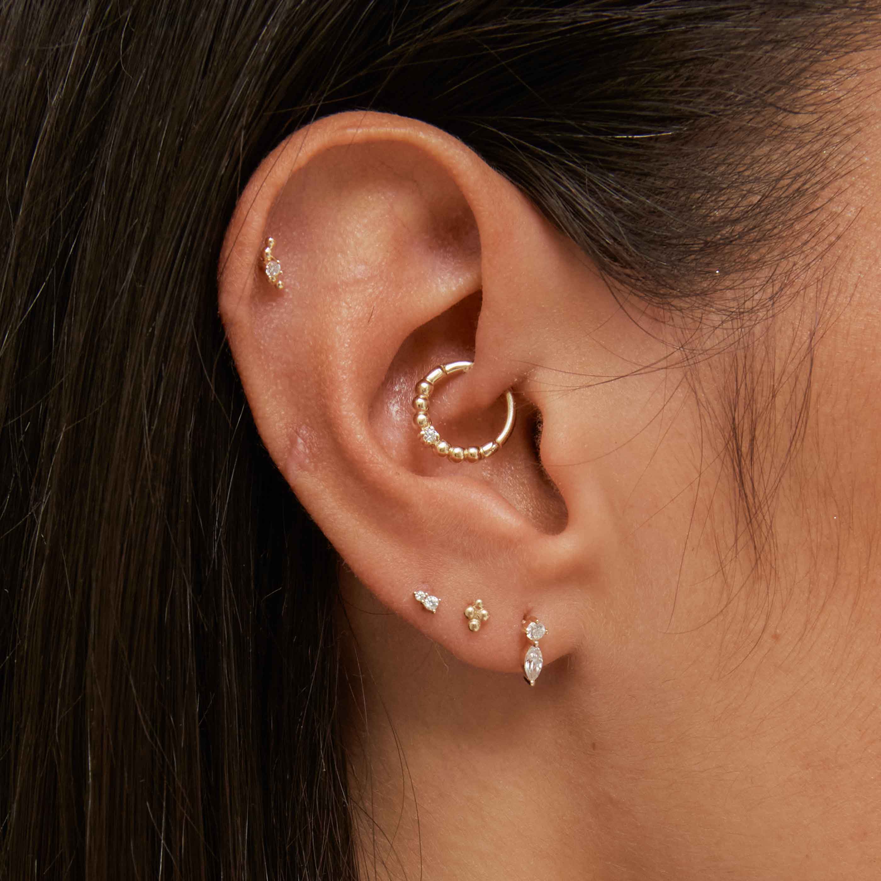 Solid Gold Teardrop Piercing Stud - Image 5