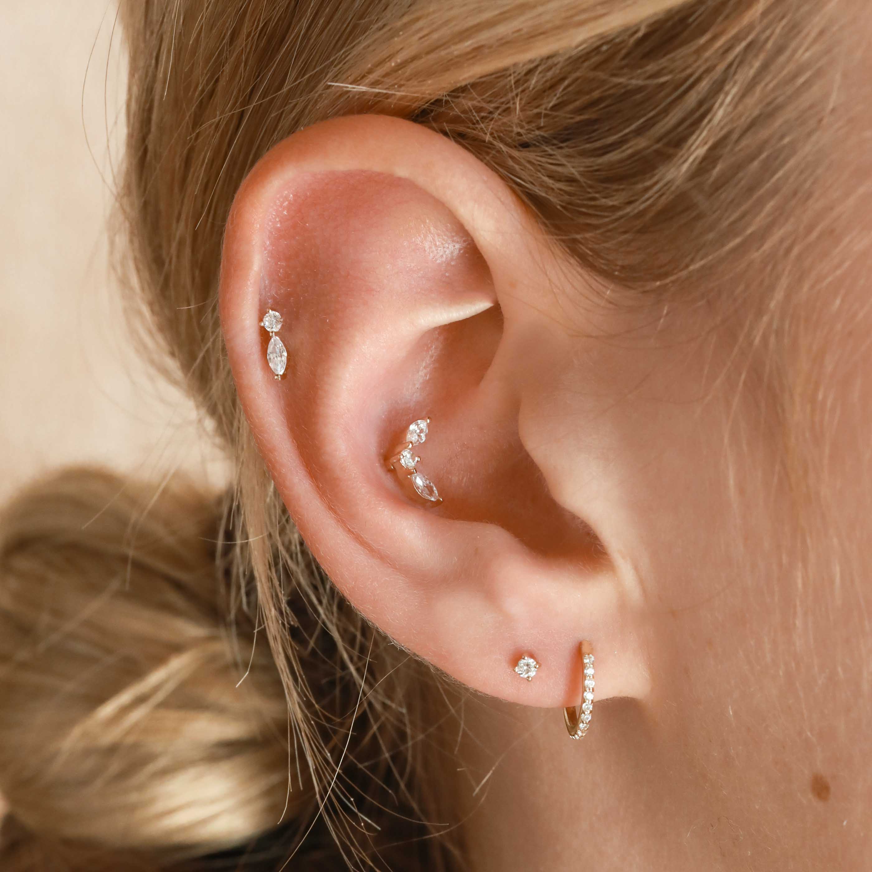 Solid Gold Teardrop Piercing Stud - Image 6