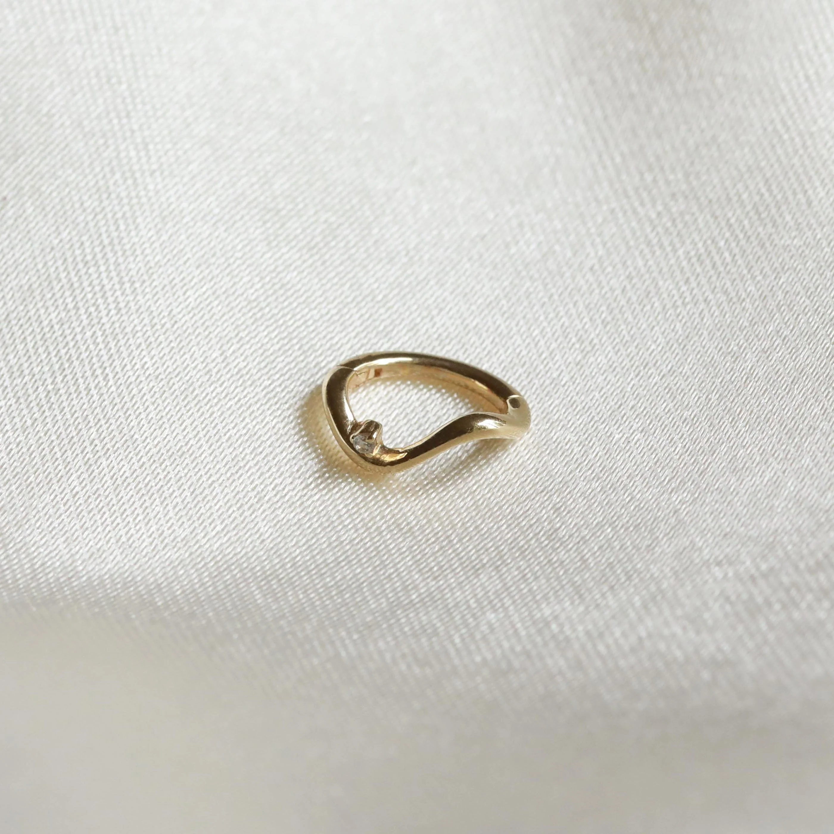 Solid Gold Wave Rook Hoop - Image 4