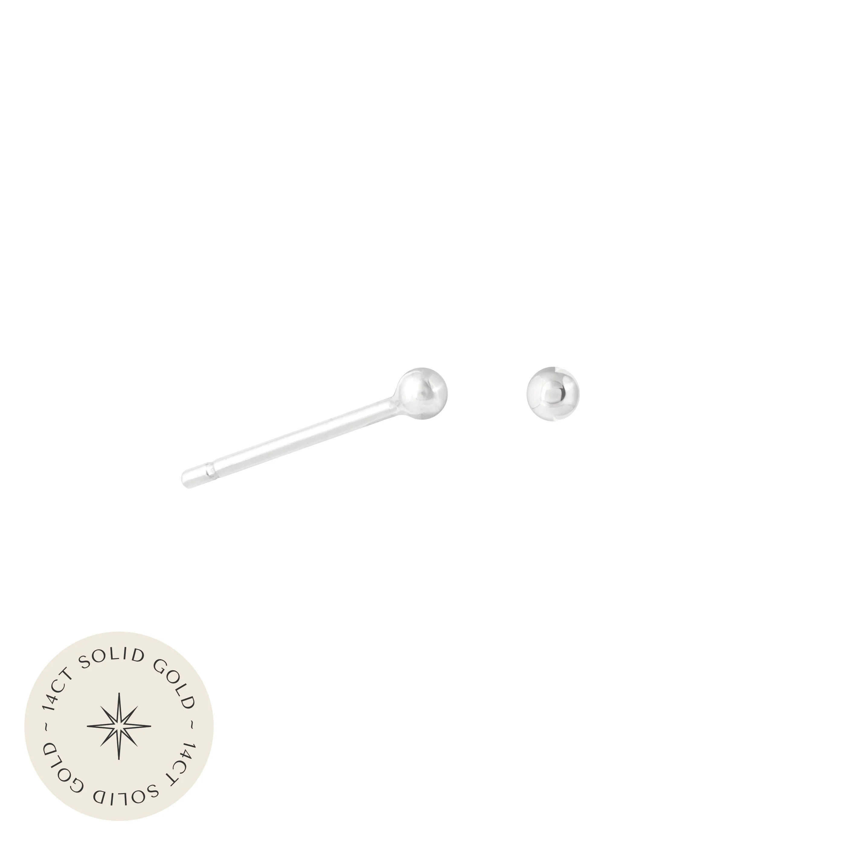 Small Ball Stud Earrings in Solid White Gold - Image 5