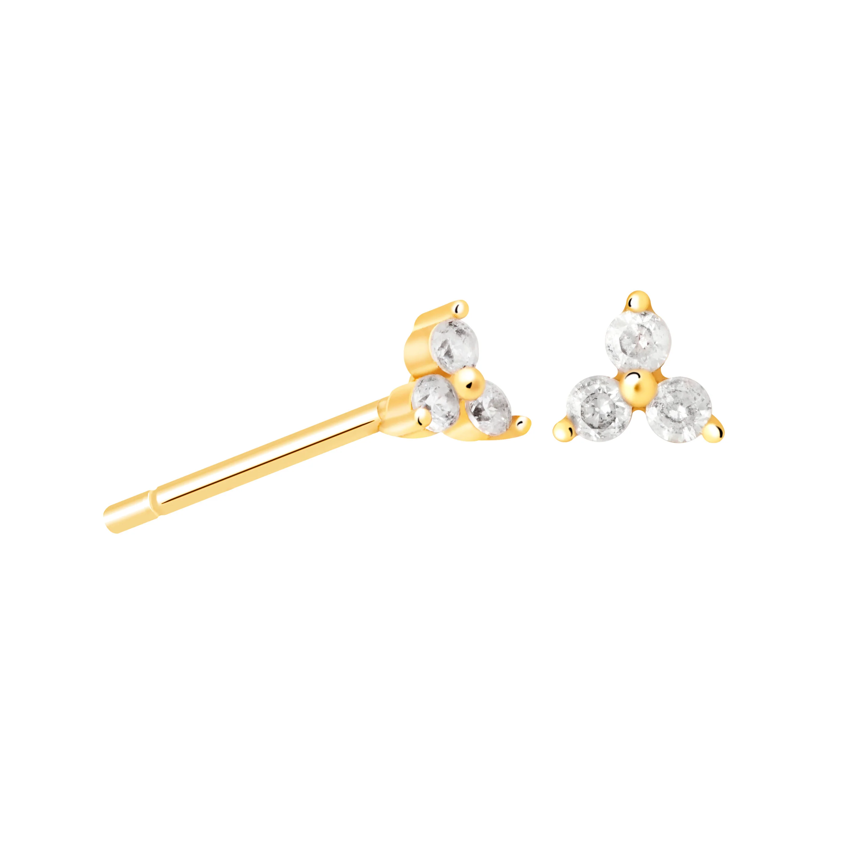 Triple Crystal Stud Earrings in Gold - Image 4