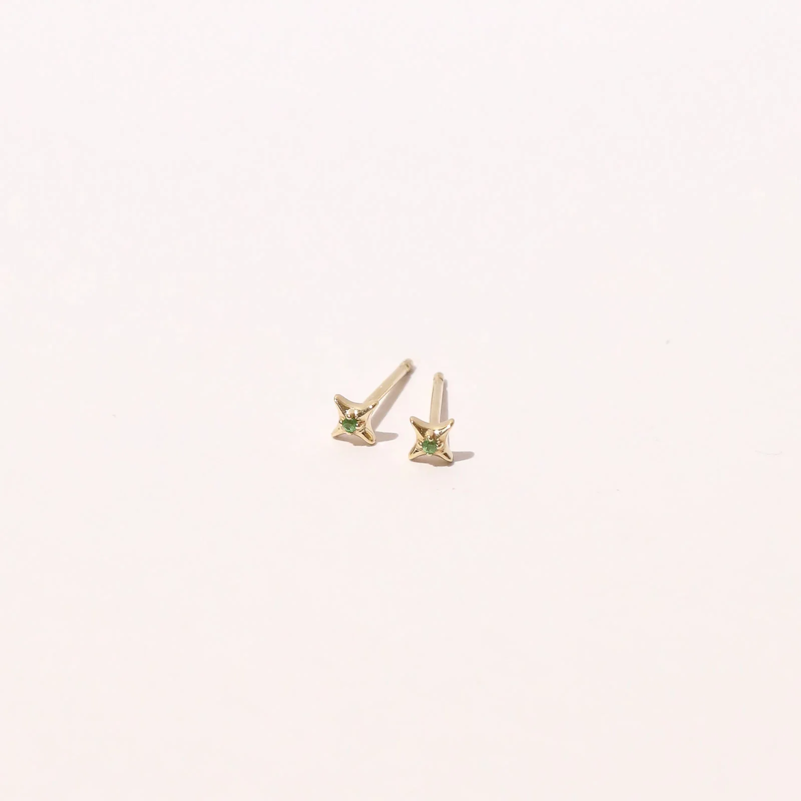 Cosmic Star Tsavorite Stud Earrings in Solid Gold - Image 3