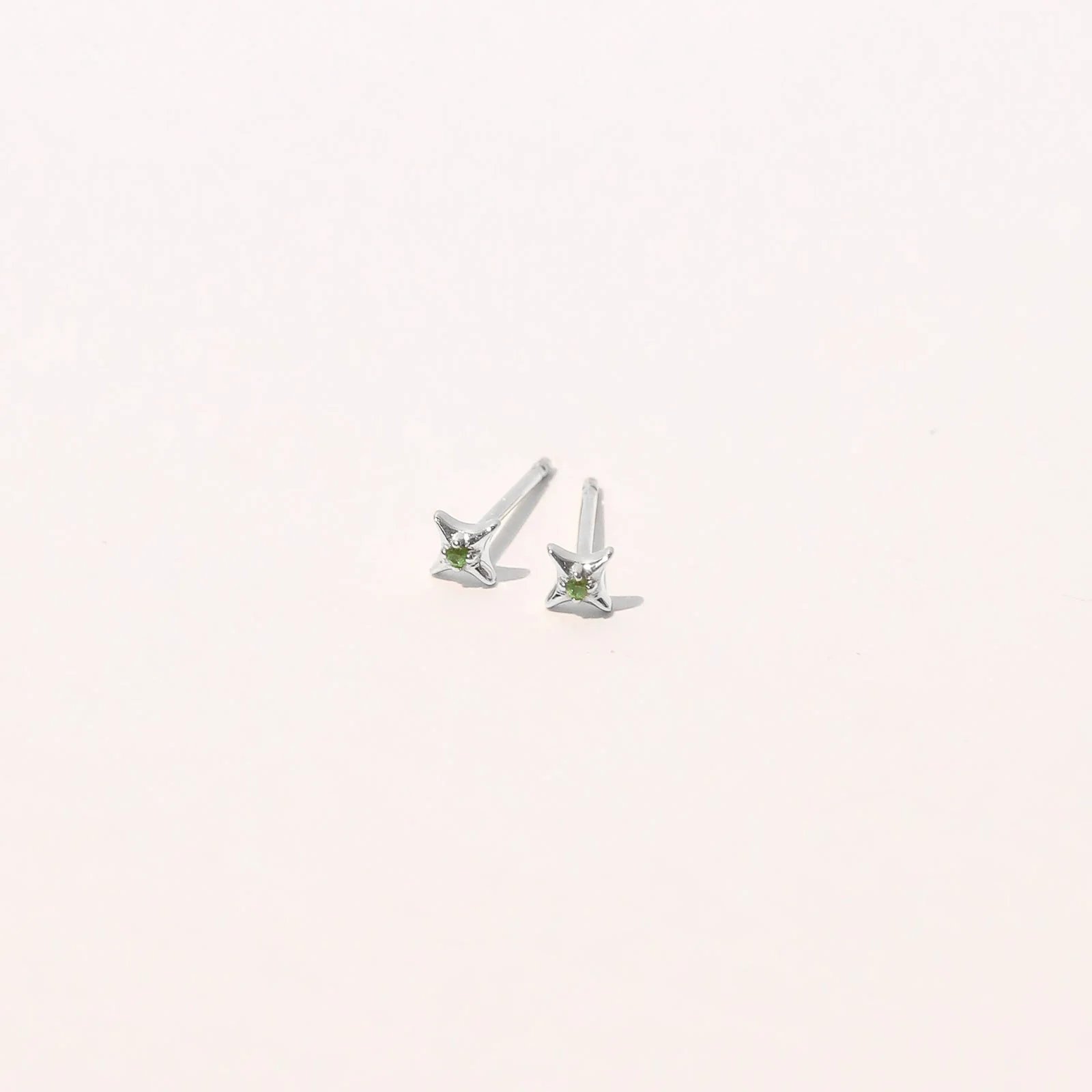 Cosmic Star Tsavorite Stud Earrings in Solid White Gold - Image 3